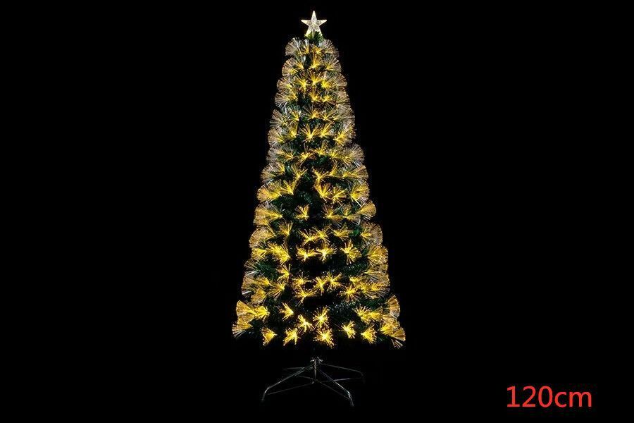 Albero Di Natale 120cm Con Led Fibra Ottica Bianco Caldo 8 Funzioni dfh