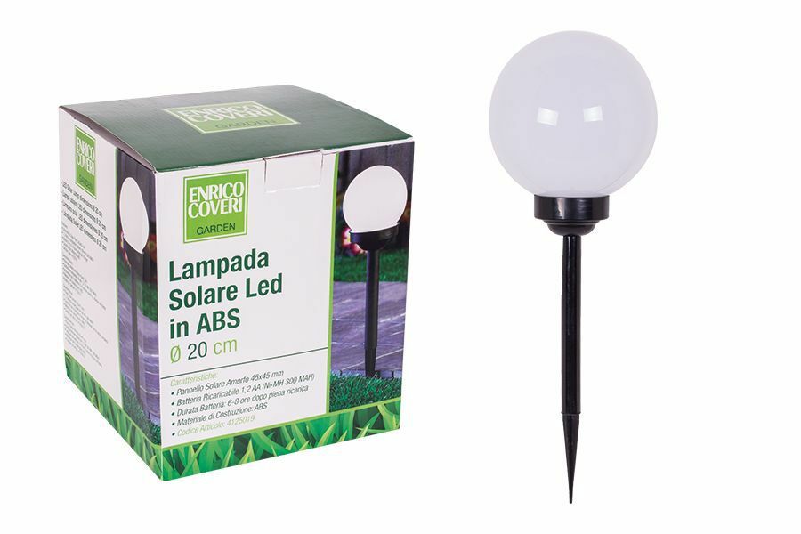 Lampada Forma Palla 20cm Energia Solare LED Esterno Giardino H.55cm Luce dfh