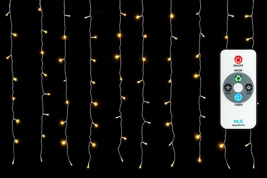 Tenda 160 Led Luce Bianco Caldo 8mtx0,8mt Con Telecomando Luci Natalizie dfh