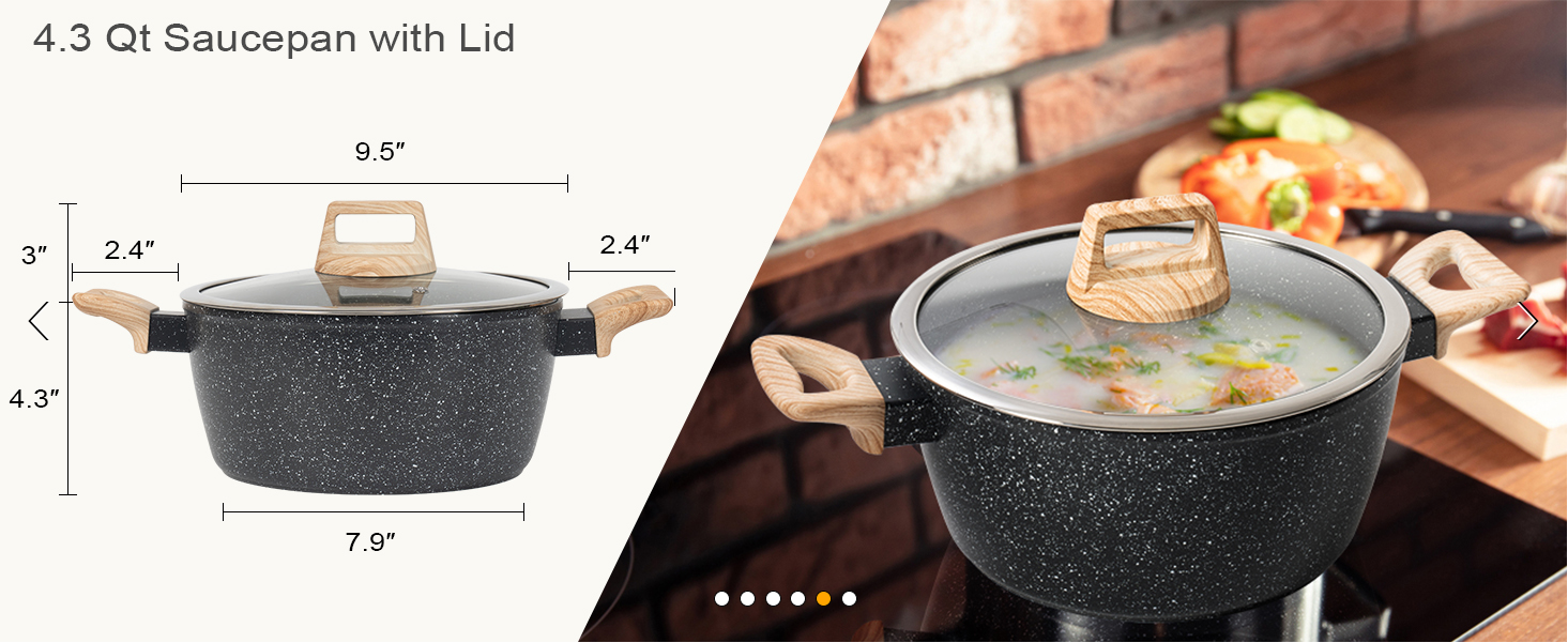 12 Piece Pots and Frying Pans Set Nonstick Induction Cookware Set Granite Coated