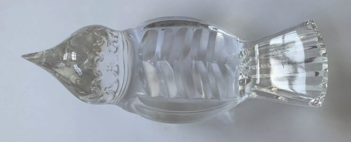 Vintage Signed WATERFORD Crystal Seated Sparrow Bird Figurine Paperweight MINTY