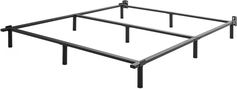 Full - Black Metal Platform Bed 9-leg Base, Tool Free Easy A