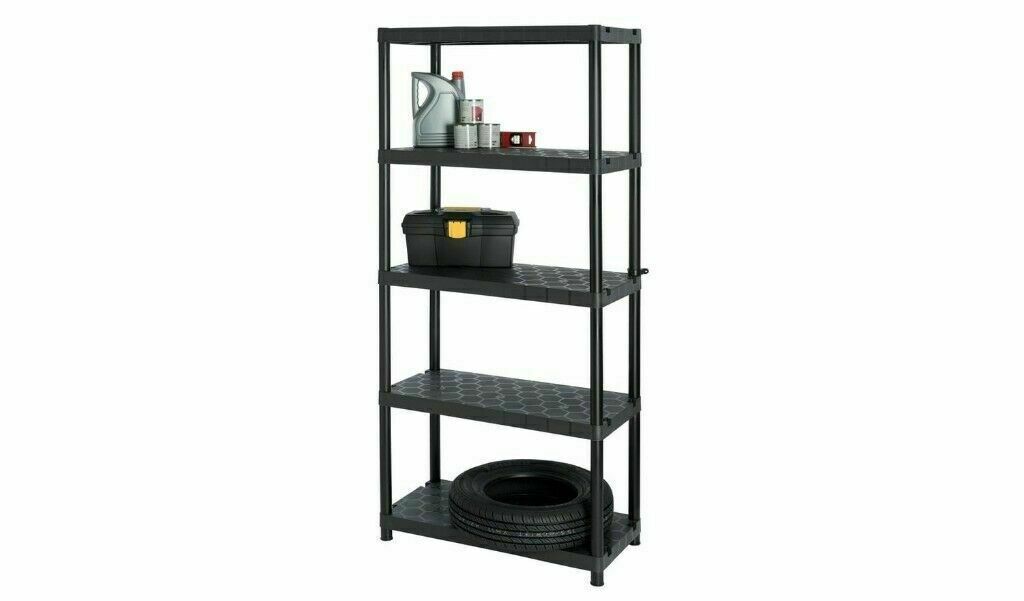 Extra Heavy Duty 5 Tier Plastic Garage Shelving Storage Unit in