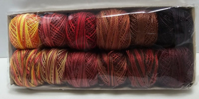 Valdani Pearl Cotton Ball Size 8 - 73yd Fire Balls Hand Dyed 12 Pack