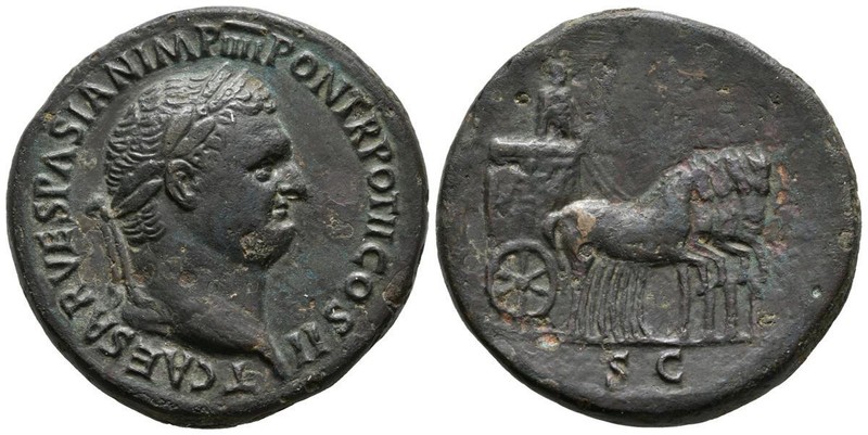 Tito. Sestercio. ( Ae. 23,75g/33mm ) . 72-73 D.C. Roma. Anv : T Caesar
