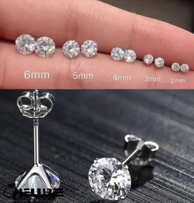 18ct Gold On S925 Sterling Silver Ear Stud Earring with Swarovski Crystals 3 8MM