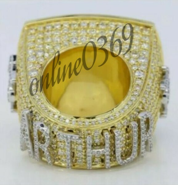 Pre-owned Online0369 Men's 4 Ct Vvs Natural Moissanite Customized Name Ring Silver Yellow Gold Plated In White