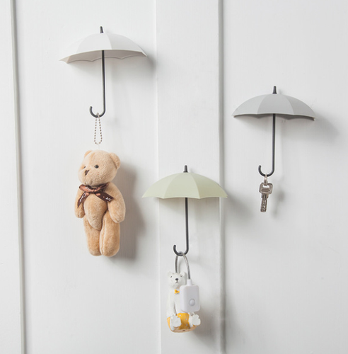 3pcs Hooks Adhesive Decorative Umbrella Wall Hanging Hooks Wall Holder for Towel