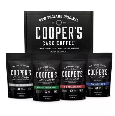 Bourbon & Whiskey Barrel Aged Coffee - 4-Bag Roasted Coffee Beans Set - Free Shi