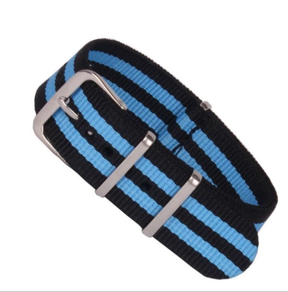 Cinturino In Nylon Universale Ricambio Orologio Larghezza 20mm Blu Azzurro lac