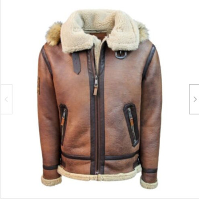 Brown RAF Aviator Men's B3 Sheepskin Real Shearling Leather Flight Bomber Jacket