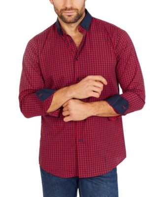  Blanc Red & Black Gingham Button-Up Set Size-L