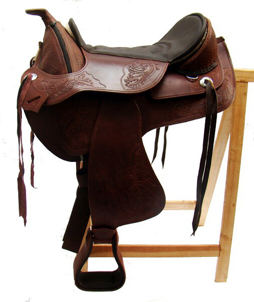 Baumloser Westernsattel UTAH aus Büffelleder hoher Qualität Braun