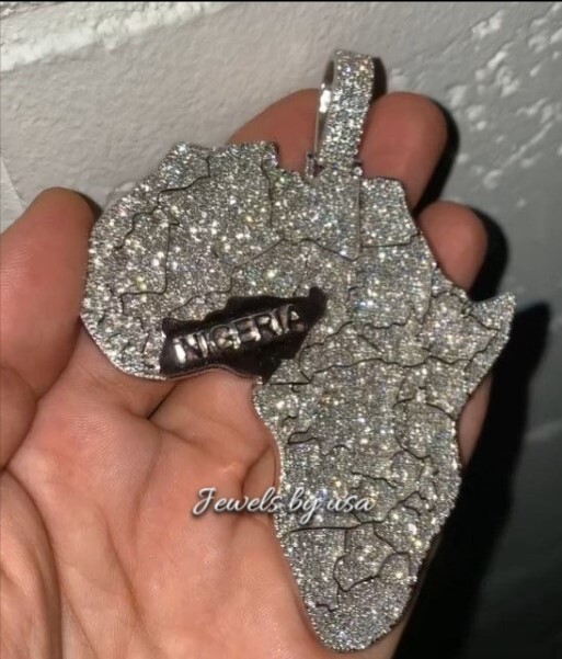 Pre-owned Nsg Custom Made Real Iced D/vvs Moissanite Any Country Map Charm Pendant-free Gift In White