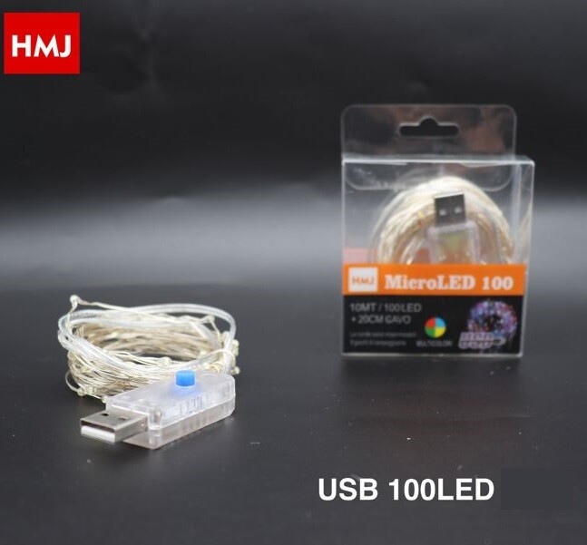 Serie Luci Natale Alimentata Usb 100 Micro LED Luce RGB Filo Trasparente hmj