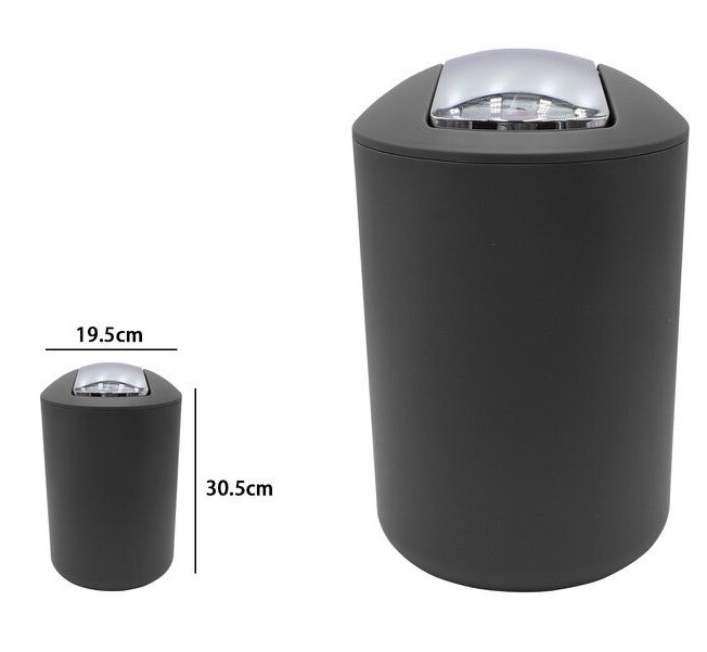 Pattumiera Cestino Secchio Rifiuti Gettacarte Accessorio Bagno Nero dfh