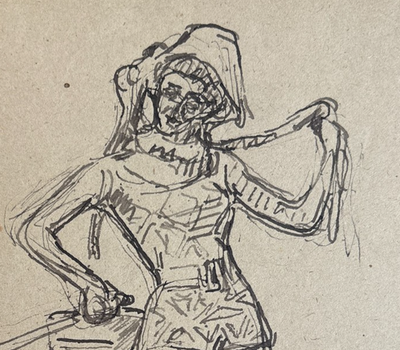 Woman Portrait - Drawing Vintage Graphite Original