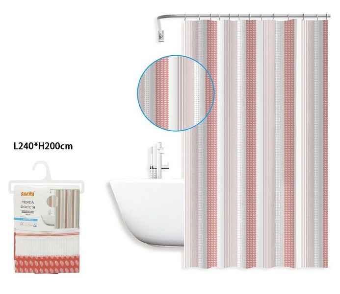 Tenda Doccia AntiMuffa Impermeabile 240x200cm Con Anelli Bagno 59814 dfh