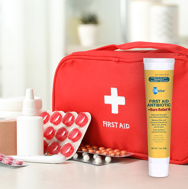 Globe (2 Pack) First Aid Antibiotic + Burn Relief, Max Strength (4 oz  total)