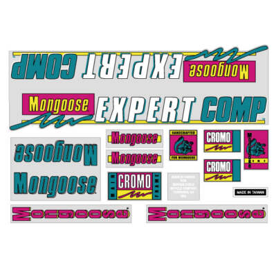 Mongoose - 1989 Expert COMP for chrome frame Decal set - old school bmx
