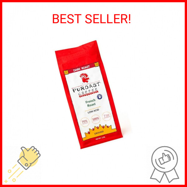 Puroast Low Acid Coffee Ground French Roast, Dark Roast, Certified Low Acid Coff