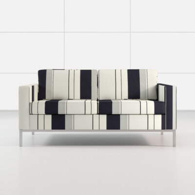 Sunbrella Carnegie Triathalon Navy Modern Bold Stripe Outdoor Upholstery Fabric