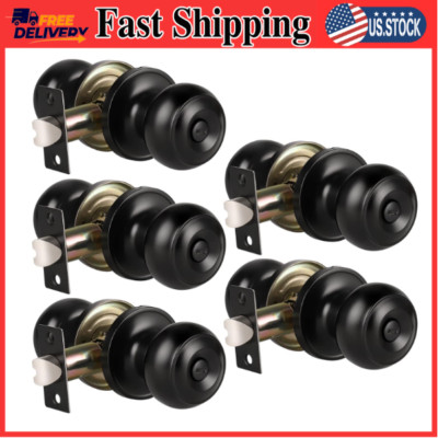 5 Pack Matte Black Door Knobs Privacy Door Knob For Bedroom Or Bathroom Door Kno