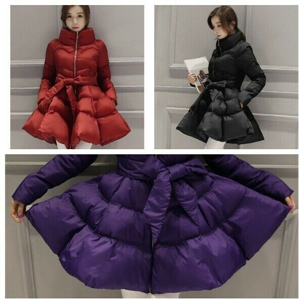 Damen Puffer Mantel Jacke Swing Fliege Gesteppt Gefüttert Winter Oberbekleidung