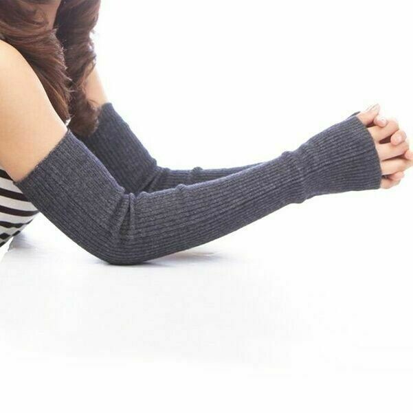 Damen Stulpen Dehnbar Ärmel Hülle Winter Lange Handschuhe Strick Fäustlinge