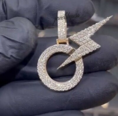Pre-owned Nsg Buss Down D/vvs Moissanite Men's Custom "o" With Light Strike Pendant 925 Silver In White