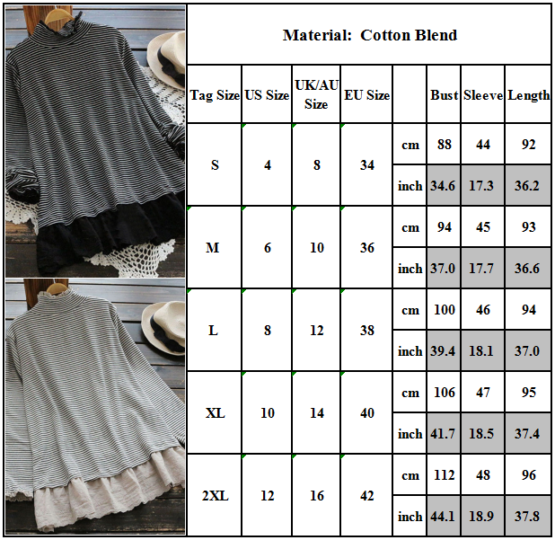 Download Womens Striped Mock Neck Long Sleeve Casual T-Shirt Baggy ...