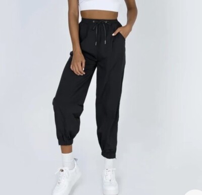 Princess Polly Womens Black Trixi Jogger Drawstring Pants Size 6