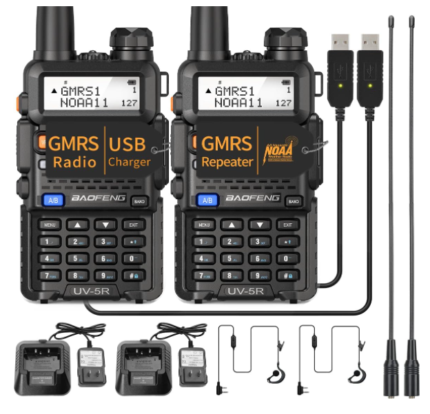 Long Range 100 mile Walkie Talkie Two Way Radio Charge Headset Waterproof 2 PACK