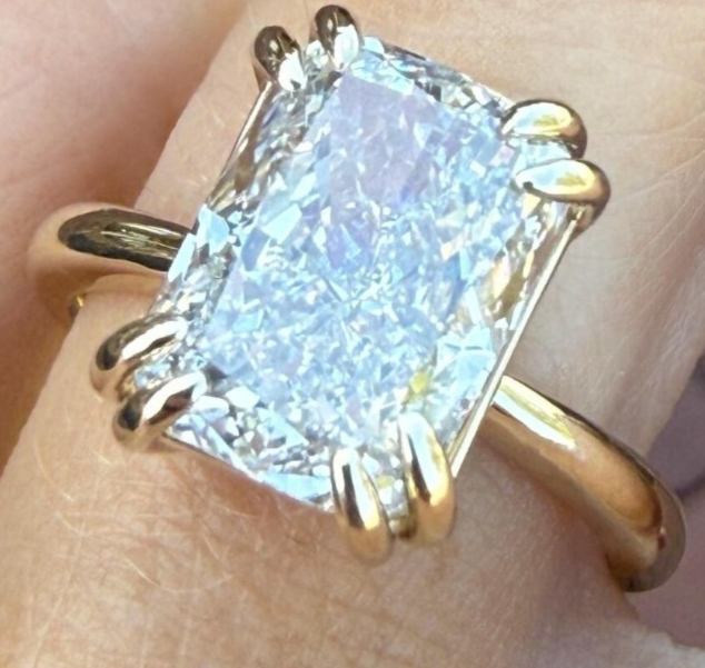 3Ct Cushion Cut E/VS1 Lab Grown Diamond Solitaire Wedding Ring 14k Yellow Gold