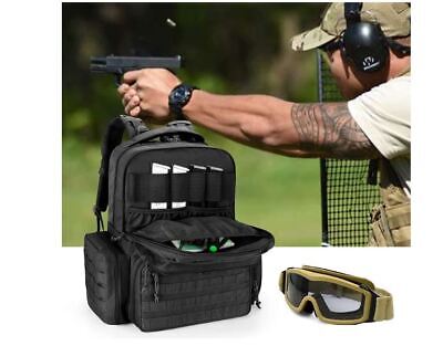 Tactical Range Shooting Backpack Pistol Hand Gun Bag Molle Straps Ammo 6 Guns 