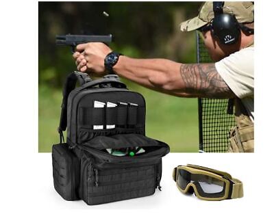 Tactical Range Shooting Backpack Pistol Hand Gun Bag Molle Straps Ammo 6 Guns (Best Shooting Range Bag)