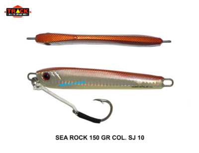 VERTICAL JIG SEA ROCK 150 GR SJ 10 ORANGE CON ASSIST HOOK  TRACK  LINE CERNIA