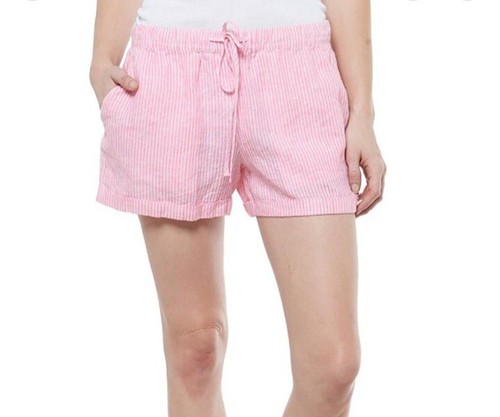【WONDER WONDER】Ins Bohemian Tassel Lace Linen Shorts Vineyard Vines Pink White Striped Linen Shorts Tassel