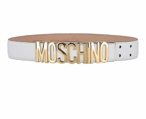 Pre-owned Moschino Women's Logo Belt White & Goldtone Size Us 10 / Eu 44