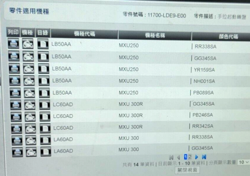 KYMCO MXU250/300/300R  RECOIL STARTING  11700-LDE9-E00