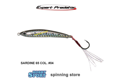 SPIN JIG SARDINE 65 COL. 04 BLACK SILVER 6,5 GR CON ASSIST HOOK  EXPERT PREDATOR