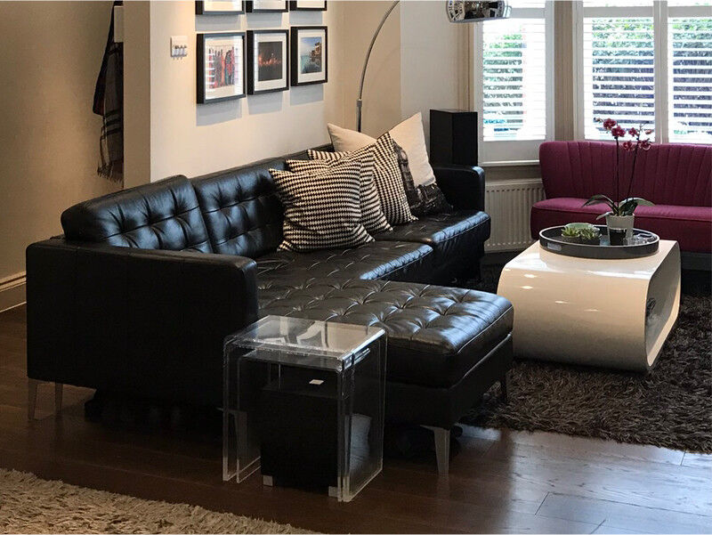 IKEA Black Leather 5-seater Corner Sofa in Wandsworth 