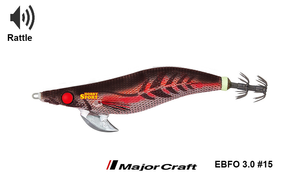 TOTANARA MAJOR CRAFT BAIT FEATHER ONPA 3 EBFO RATTLE  COL 15 BLACK GLOW