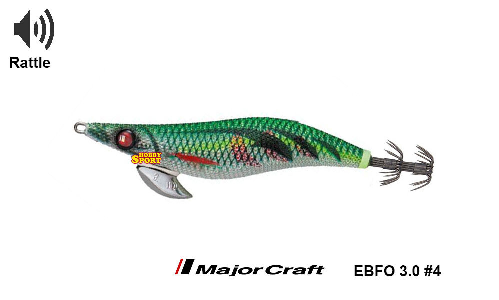 TOTANARA MAJOR CRAFT BAIT FEATHER ONPA 3 EBFO RATTLE  COL 4 GLOW RED GREEN  S