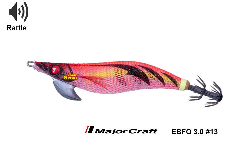 TOTANARA MAJOR CRAFT BAIT FEATHER ONPA 3 EBFO RATTLE  COL 13 ORANGE GLOW