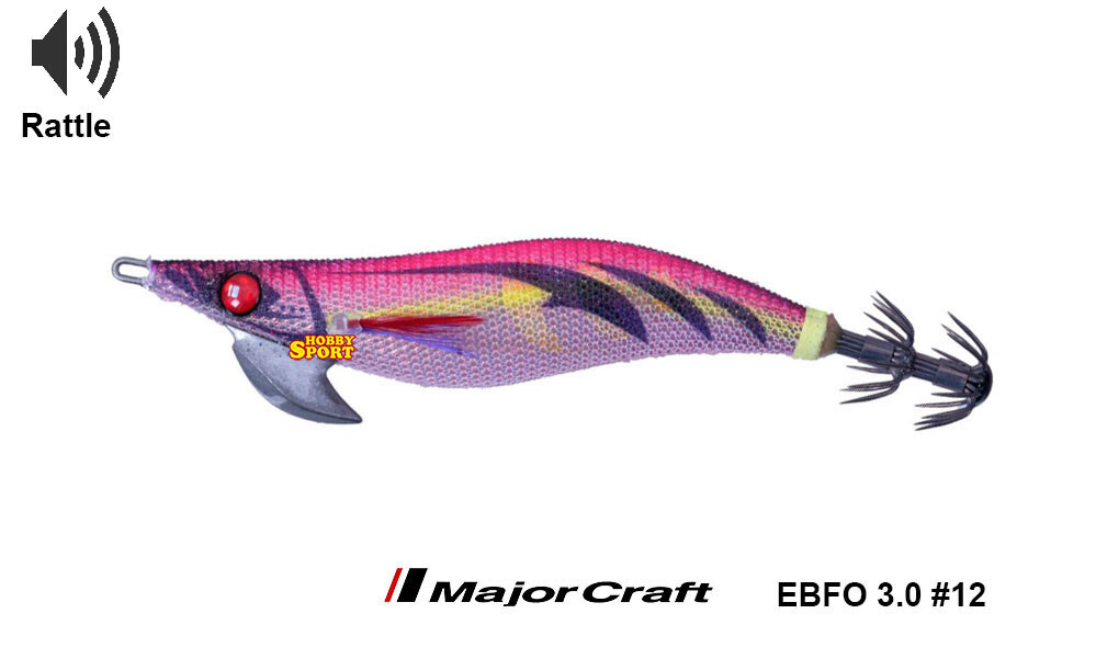 TOTANARA MAJOR CRAFT BAIT FEATHER ONPA 3 EBFO RATTLE  COL 12 PURPLE GLOW