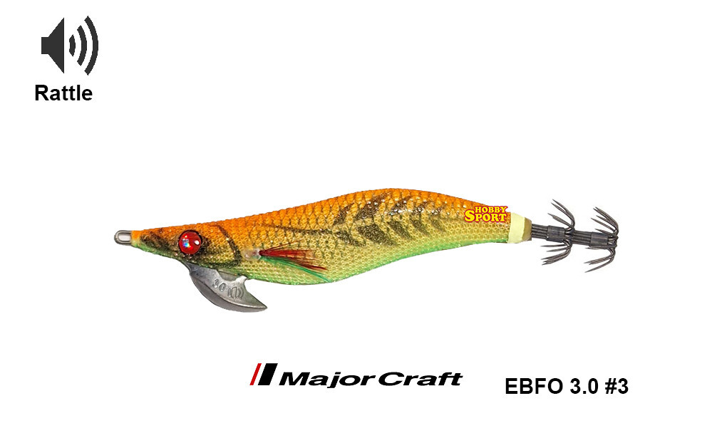 TOTANARA MAJOR CRAFT BAIT FEATHER ONPA 3 EBFO RATTLE  COL 3 GLOW ORANGE