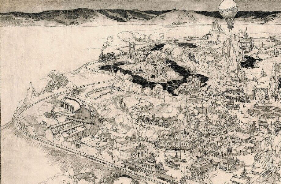 Disneyland Park Schematic Drawing Sketch Map 1955 Poster Print MATTE 13x19