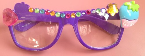 GIRL'S PURPLE PARTY GLASSES WITH COLORFUL RHINESTONES *DIVA GLAMOUR GIRL GLASSES