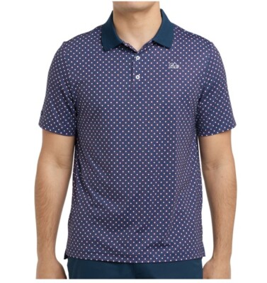 $75 Good Good Men s Liber-Tee Polo Golf Shirt- Blue/Red/White-Large-New Tag